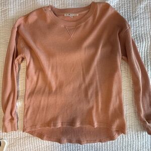 Seven7 Pink Crew Neck Sweater Lightweight Knit